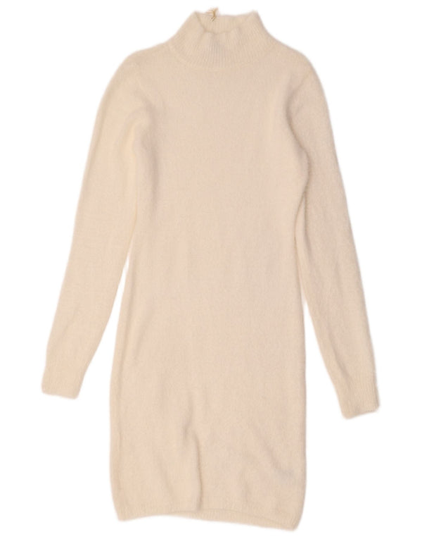 Jessica Simpson Langarm-Pulloverkleid für Damen, UK 10, Small, weißes Nylon