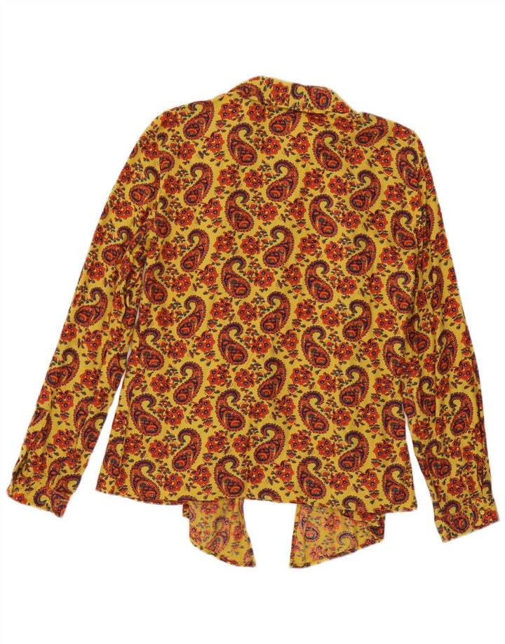 Byblos Damen-Hemdbluse mit Vorderkrawatte IT 44 Mittelgelbes Paisleymuster