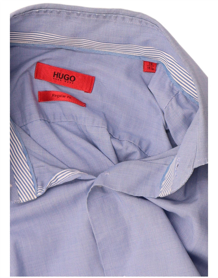 Hugo Boss Herren-Hemd mit normaler Passform, Größe 39, 15 1/2, mittelblaue Baumwolle