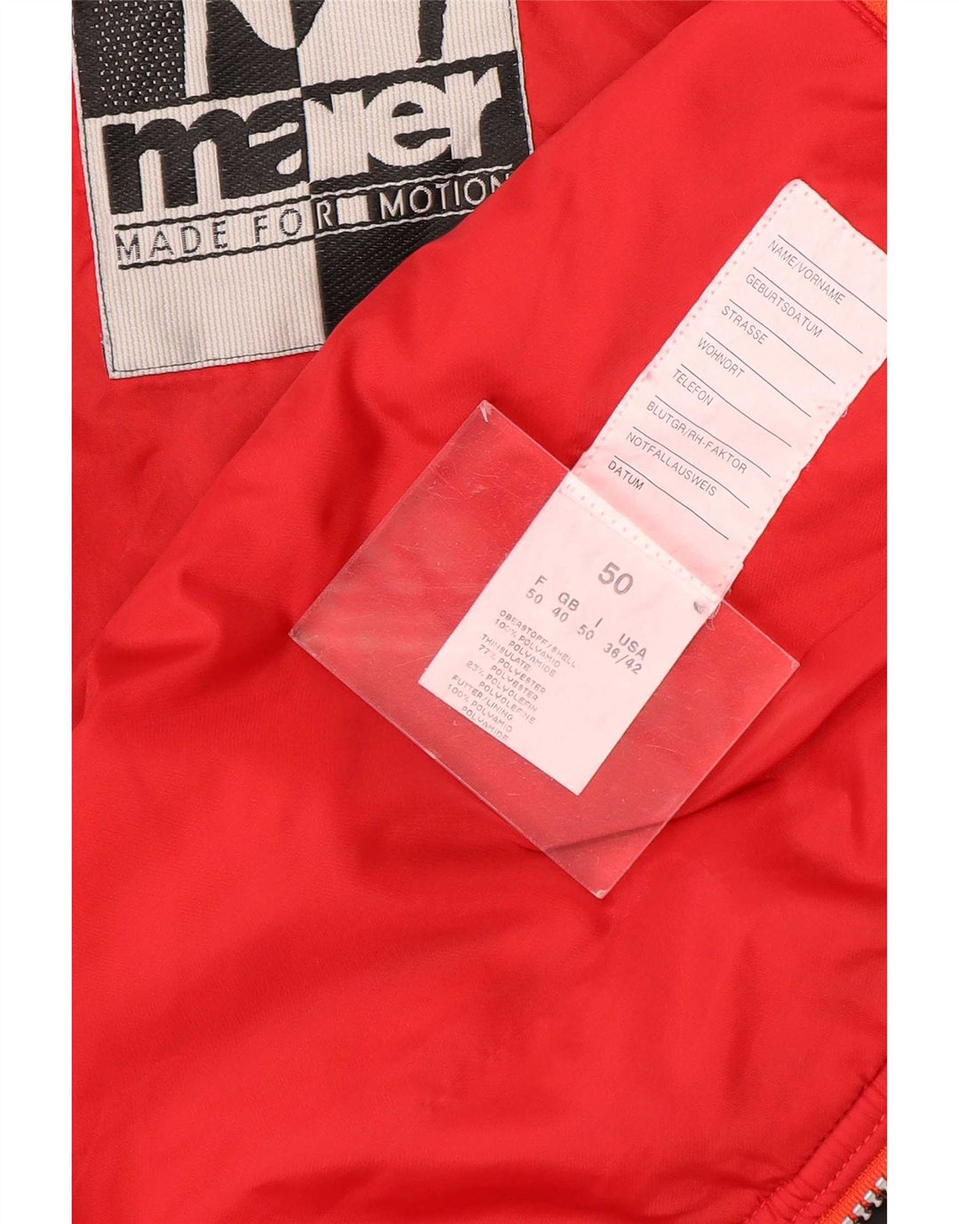Vintage Herren-Windbreaker-Jacke mit Grafik, UK 40, Größe L, Rot, Farbblock