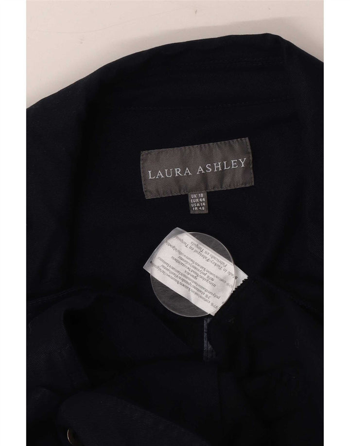 Laura Ashley Damen 2-Knopf-Blazerjacke UK 18 XL Marineblaue Baumwolle