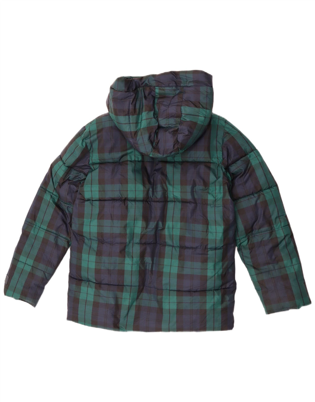 Gap wattierte Jungenjacke mit Kapuze, 13–14 Jahre, 2XL, marineblau, kariert, Polyester