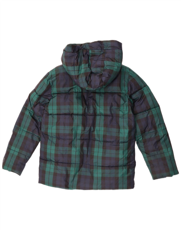 Gap wattierte Jungenjacke mit Kapuze, 13–14 Jahre, 2XL, marineblau, kariert, Polyester