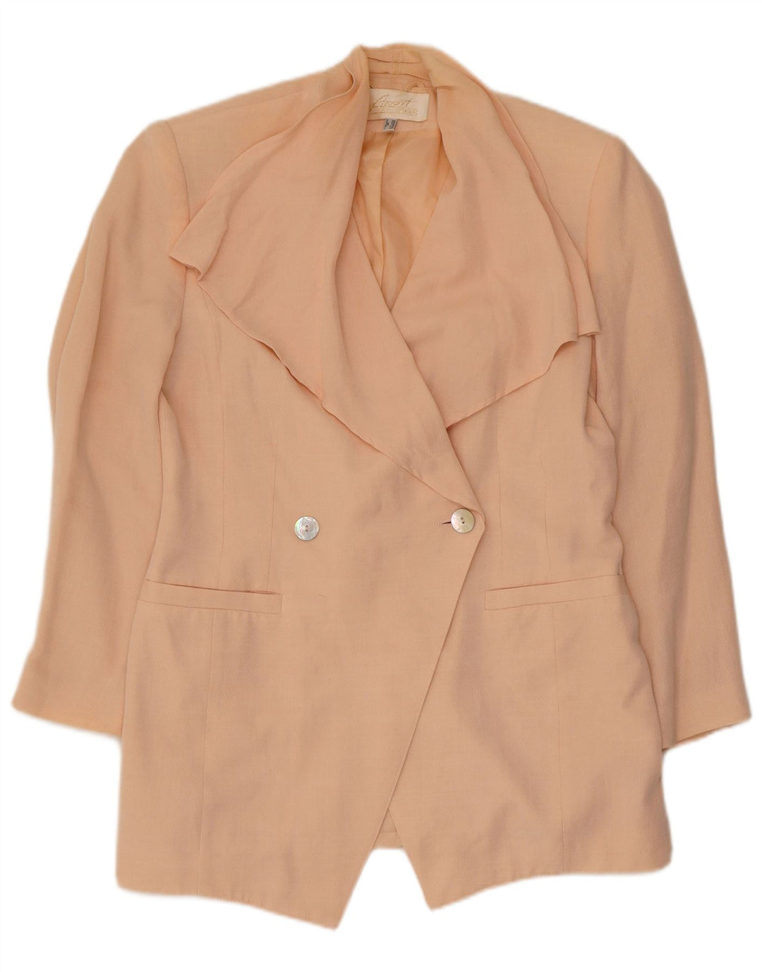 Vintage Damen Zweireihige Blazerjacke UK 12 Mittelrosa Viskose