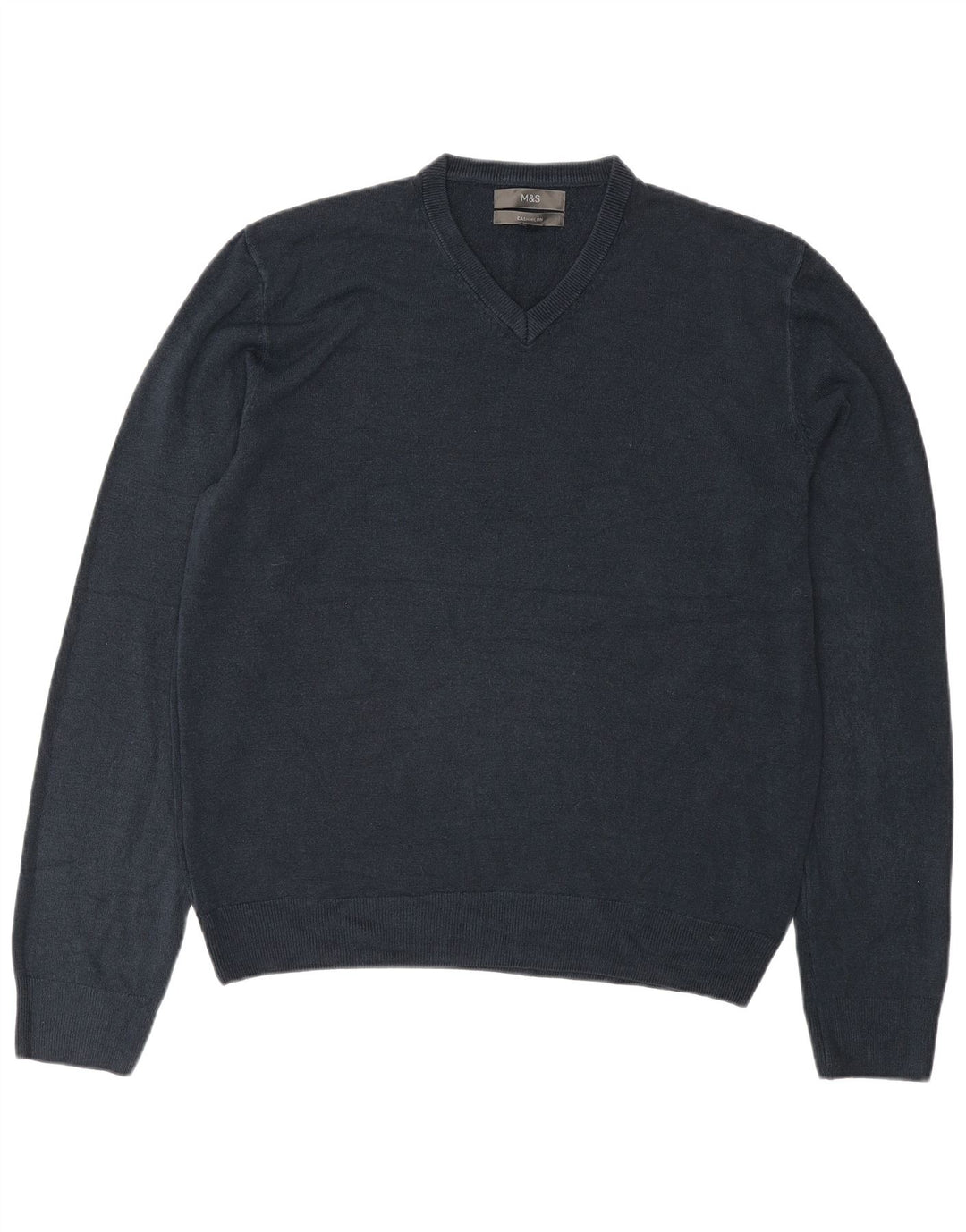 Marks & Spencer Herren-Pullover mit V-Ausschnitt, Mittelblau, Acryl