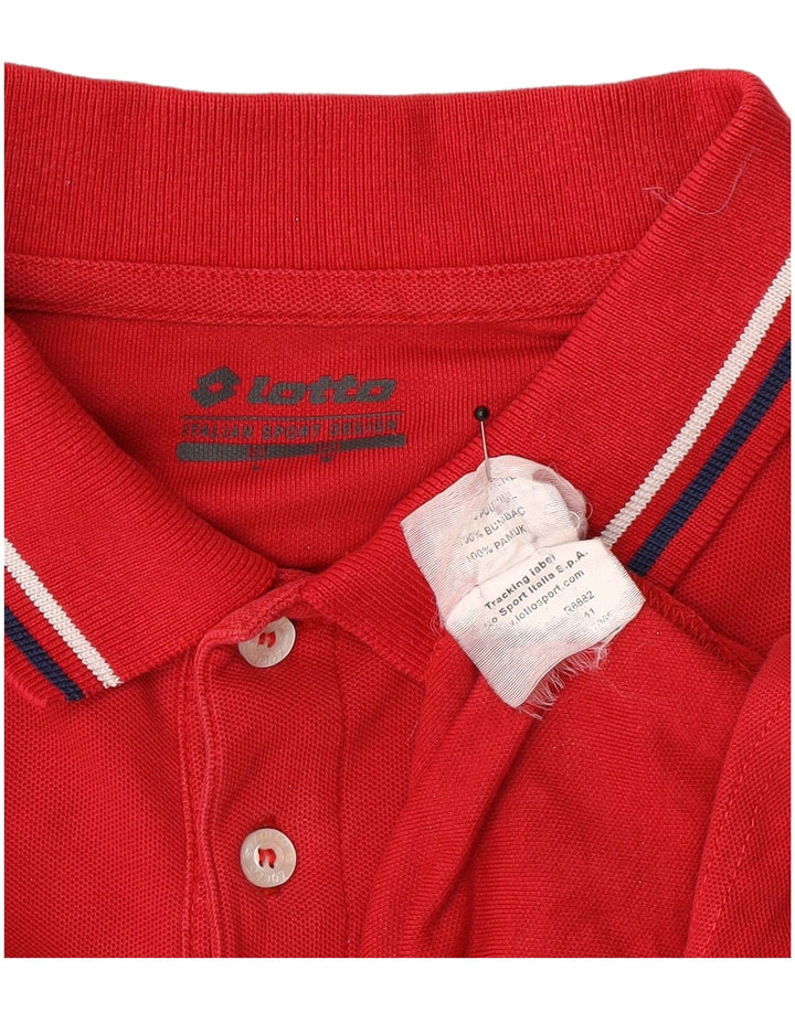 Lotto Herren-Langarm-Poloshirt aus mittelroter Baumwolle