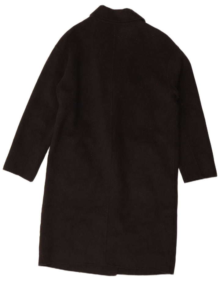 Zara Damen Übergroßer zweireihiger Mantel UK 10 Small Schwarze Wolle