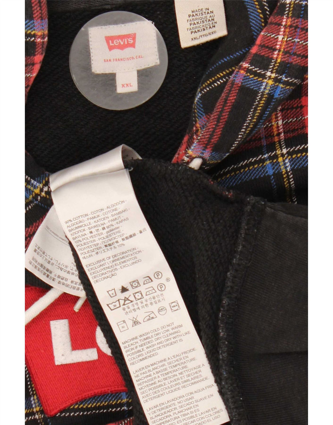 Levi's Herren-Kapuzenpullover mit Grafik, 2XL, mehrfarbig, kariert, Baumwolle