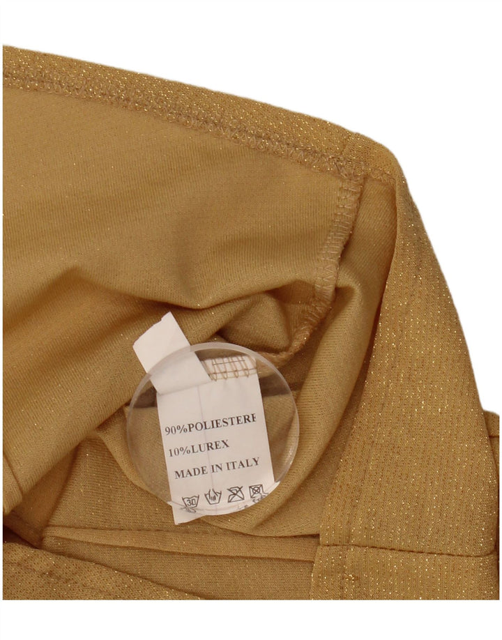 Vintage Damen Shirt UK 10 Small Gold Polyester