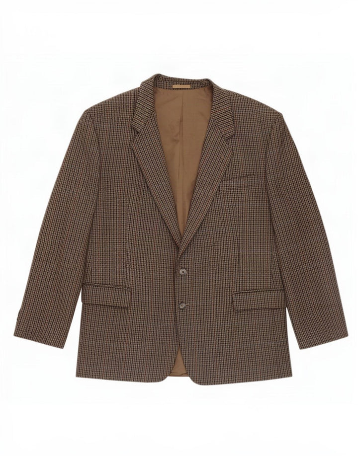 Wellington Herren-Blazer mit 2 Knöpfen, EU 48, 4XL, braune Wolle mit Hahnentrittmuster