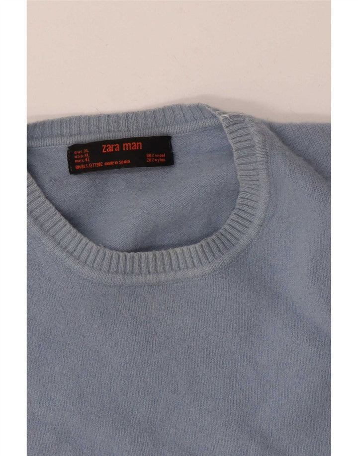 Zara Herren-Pullover mit Rundhalsausschnitt, Größe S, Blau