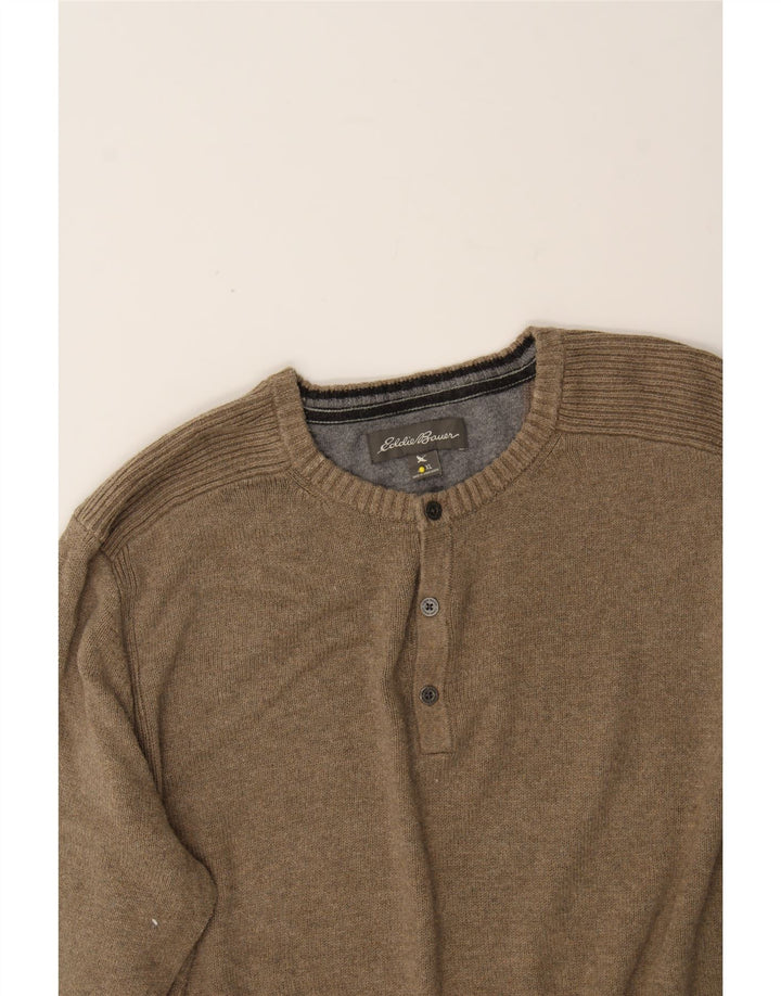 EDDIE BAUER Mens Crew Neck Jumper Sweater XL Brown Cotton Vintage Eddie Bauer and Second-Hand Eddie Bauer from Messina Hembry 