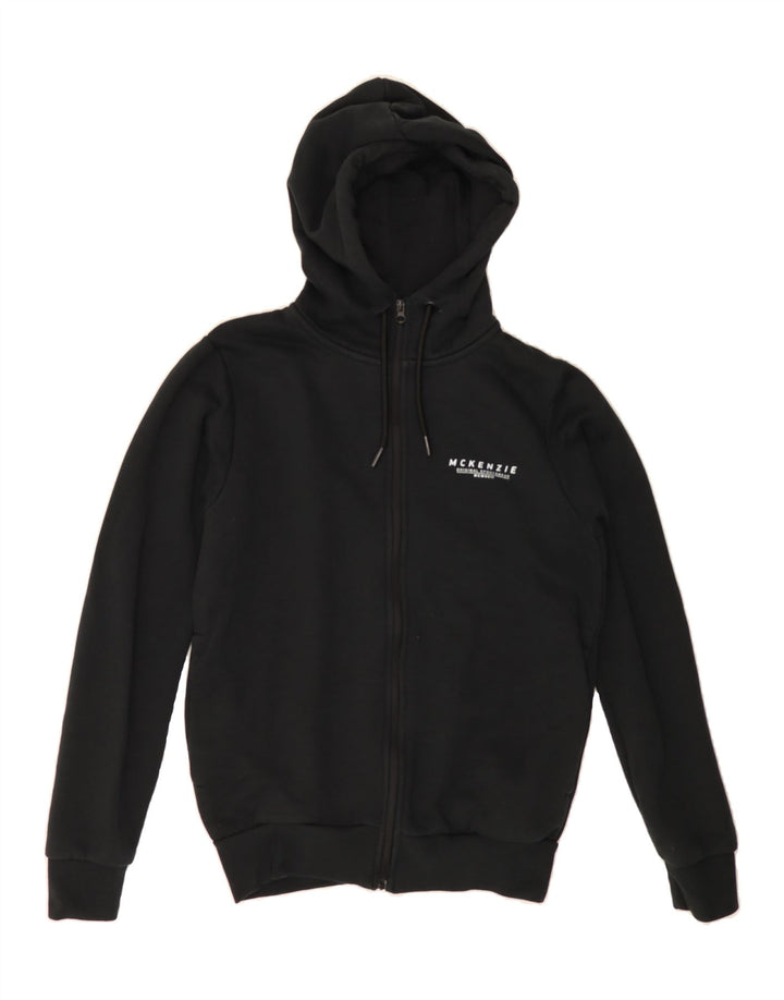 MCKENZY Mens Zip Hoodie Sweater Small Black Cotton Vintage McKenzy and Second-Hand McKenzy from Messina Hembry 