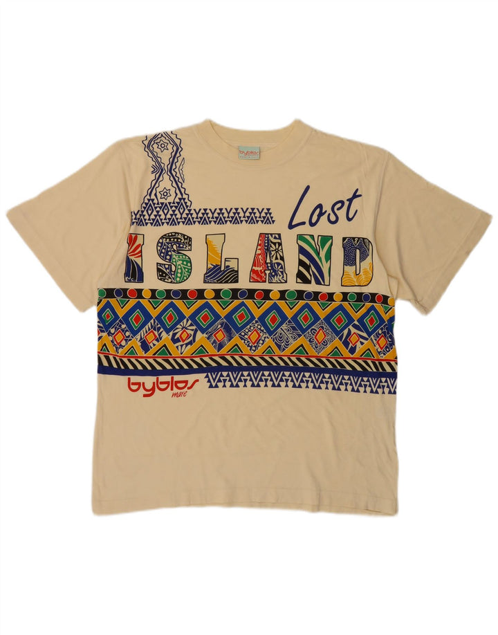 Byblos Herren-T-Shirt mit Grafik, Größe L, Beige, Baumwolle