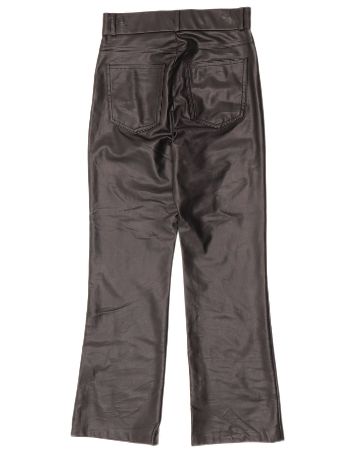Zara Damen Bootcut-Hose aus Kunstleder, Größe S, W26, L27, Schwarz, Polyurethan