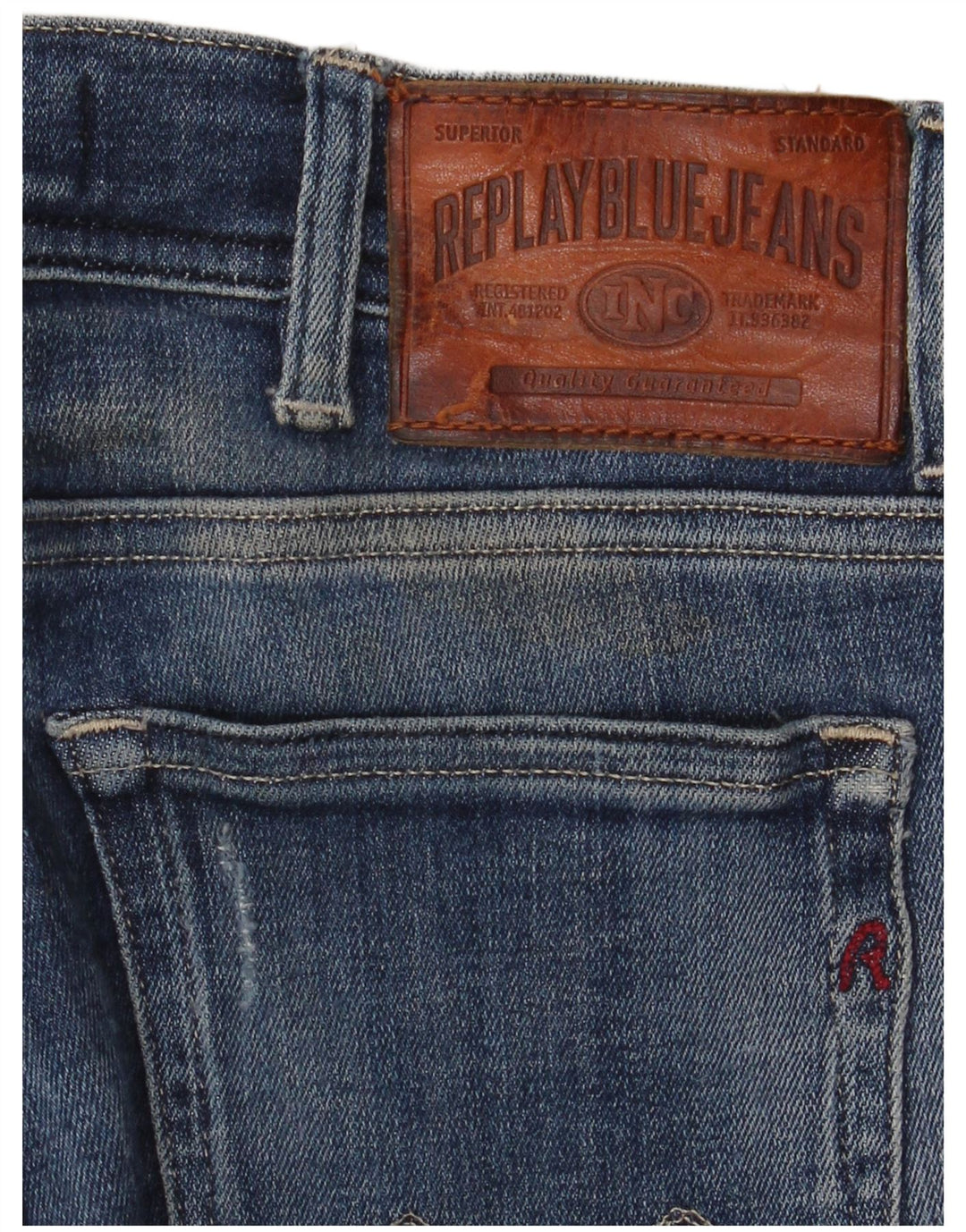 Replay Damen Crop Distressed Slim Jeans W30 L26 Blau
