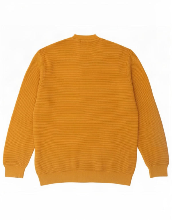 Zara Mens Crew Neck Jumper Sweater Large Yellow Cotton