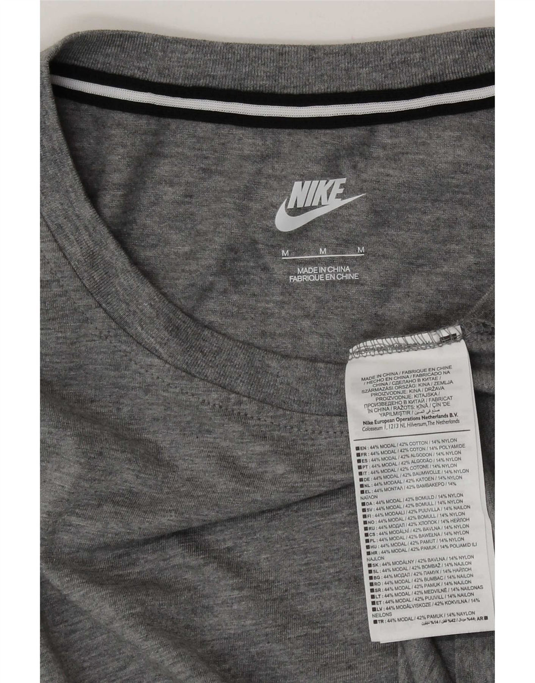 Nike Damen T-Shirt Top UK 14 Mittelgrau geflecktes Modal