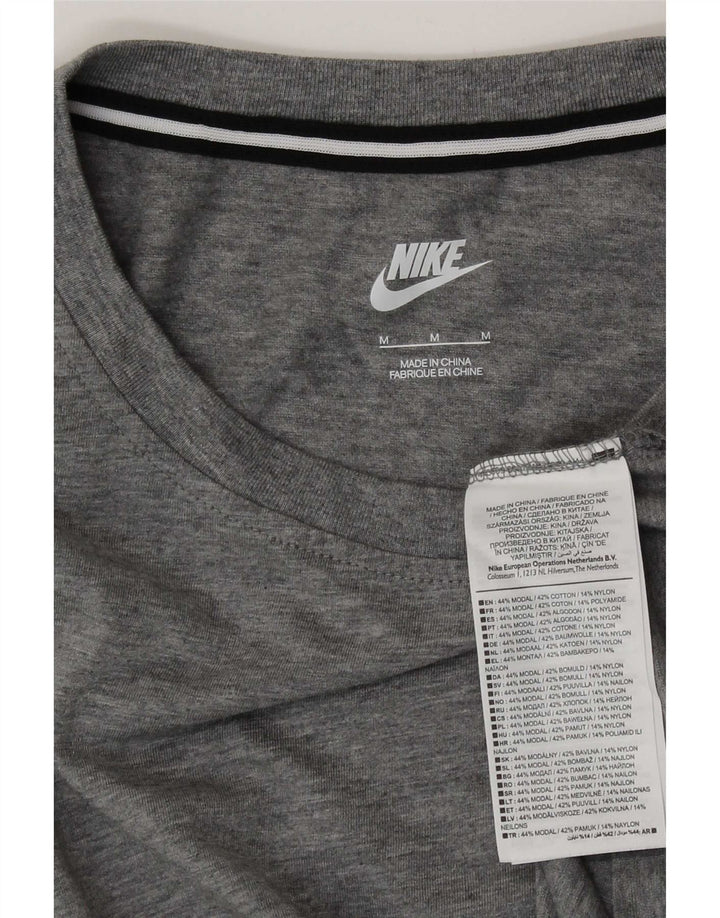 Nike Damen T-Shirt Top UK 14 Mittelgrau geflecktes Modal