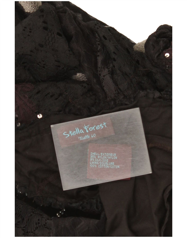 Stella Forest Damen-A-Linien-Rock EU 40 Medium W30 Schwarz geblümtes Nylon