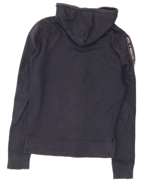 Tommy Hilfiger Damen-Kapuzenpullover mit grafischem Reißverschluss, Gr. 14, mittleres Marineblau