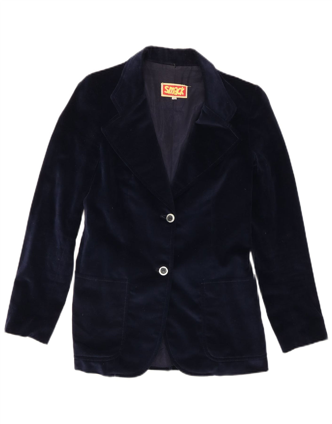 Vintage Damen Samt 2-Knopf-Blazerjacke IT 42 Medium Navy Blue