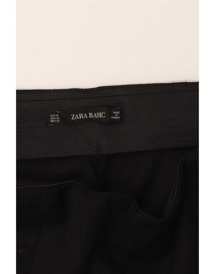 Zara Damen Slim Hose XL W36 L27 Schwarz