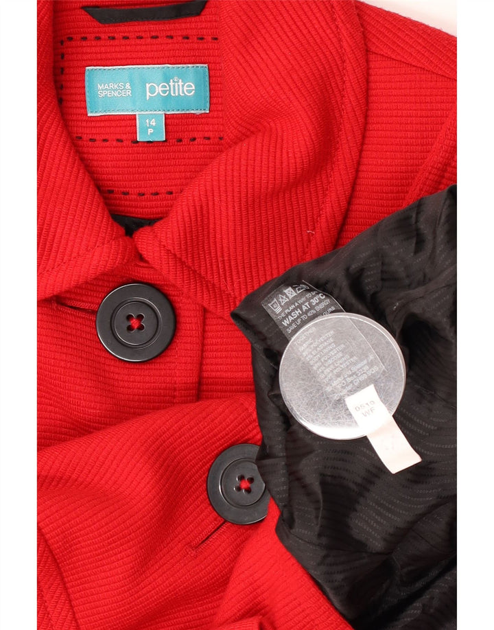 Marks & Spencer Womens Petite Crop 3 Button Blazer Jacke UK 14 Large Rot