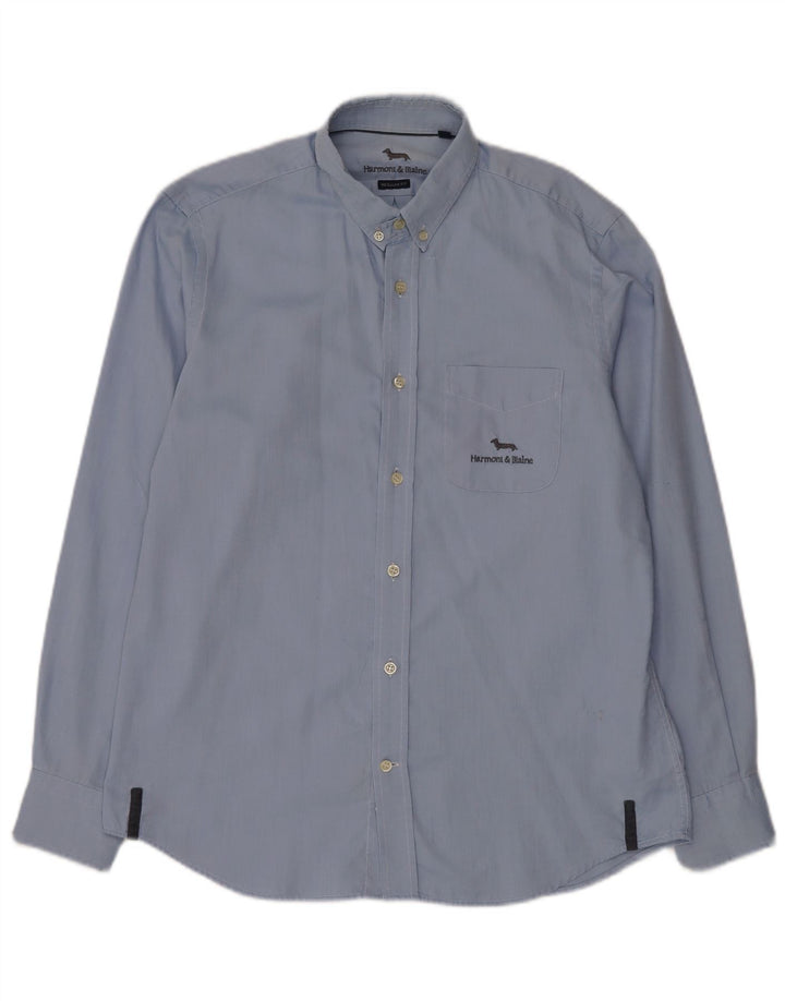 Harmont & Blaine Herren-Hemd, normale Passform, groß, aus blauer Baumwolle