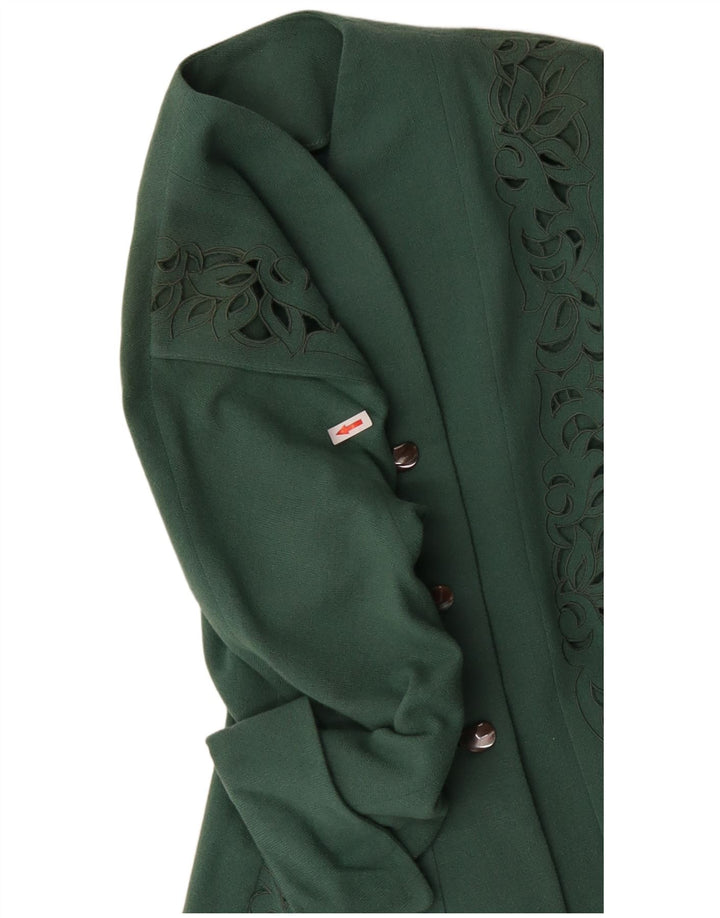 Vintage Damen 3-Knopf-Blazerjacke UK 12 Mittelgrün Paisley