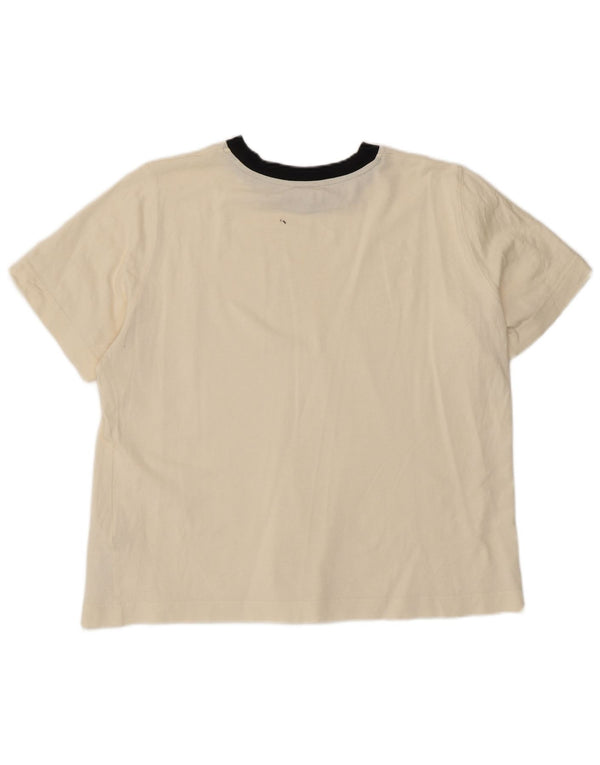 Massimo Dutti Damen T-Shirt Top UK 18 XL Off White Baumwolle