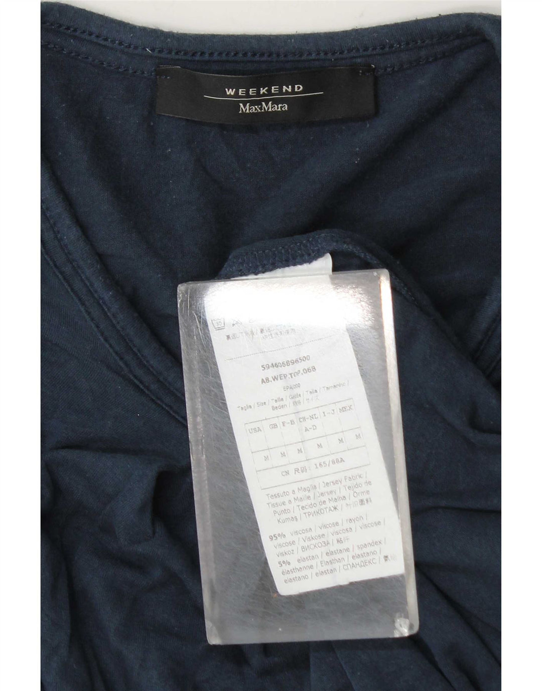 Max Mara Damen Weekend Top Langarm UK 14 Medium Marineblau Viskose
