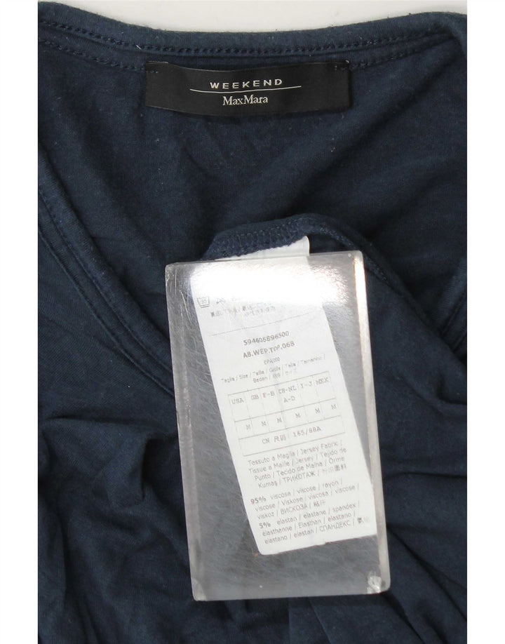 Max Mara Damen Weekend Top Langarm UK 14 Medium Marineblau Viskose