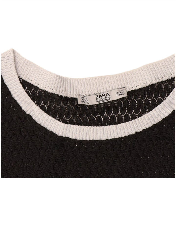 Durchsichtiges T-Shirt-Oberteil für Damen von Zara, UK 10, Größe S, Schwarz