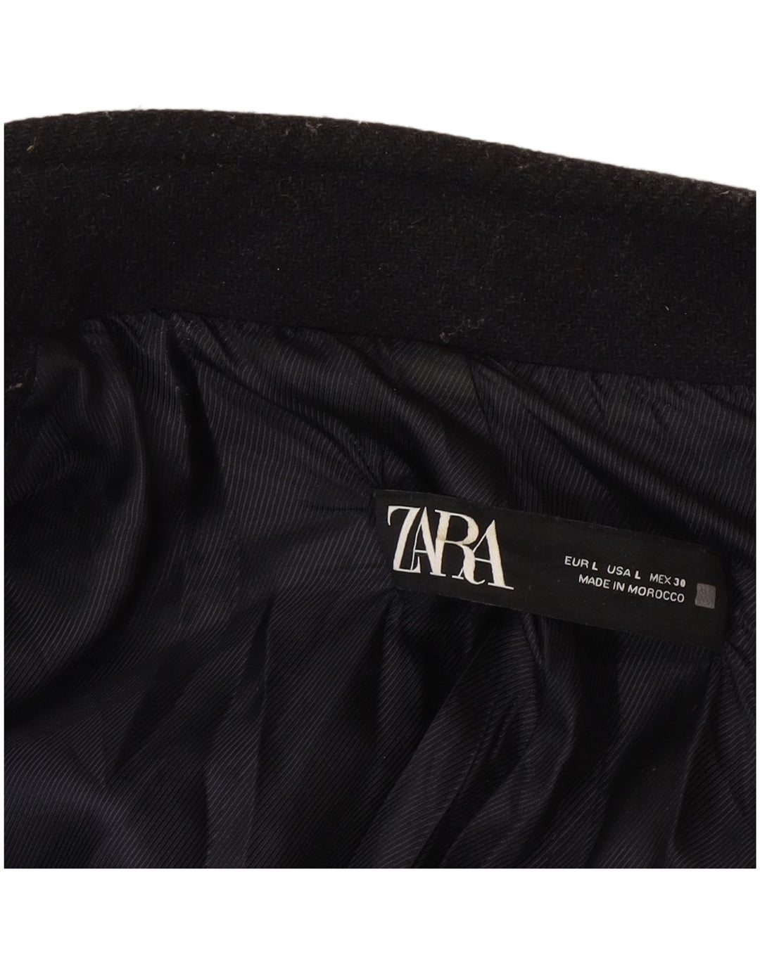 Zweireihiger Damenmantel von Zara, UK 16, Größe L, marineblaue Wolle