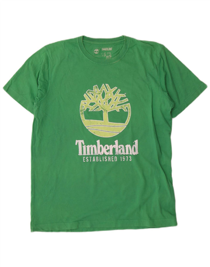 Timberland Herren Grafik-T-Shirt-Oberteil, groß, grüne Baumwolle