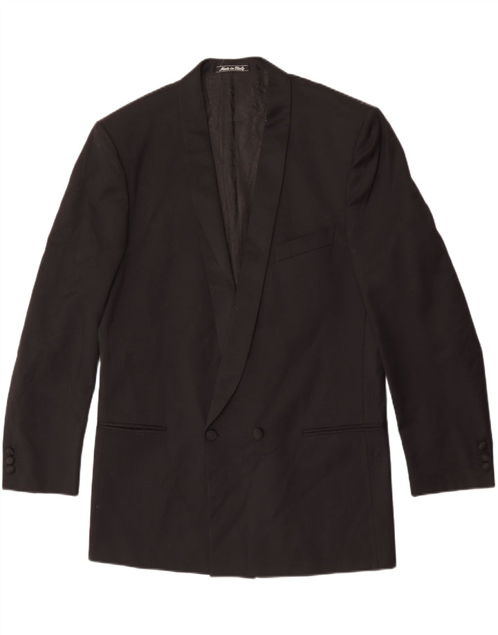 Profilo Herren-Blazer, zweireihig, IT 52, XL, schwarze Wolle