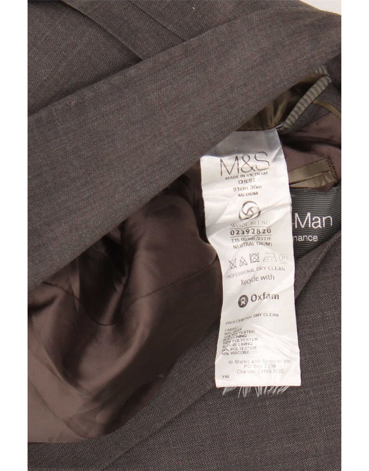 Marks & Spencer Herren-Blazer mit 2 Knöpfen, UK 36, kleine graue Wolle
