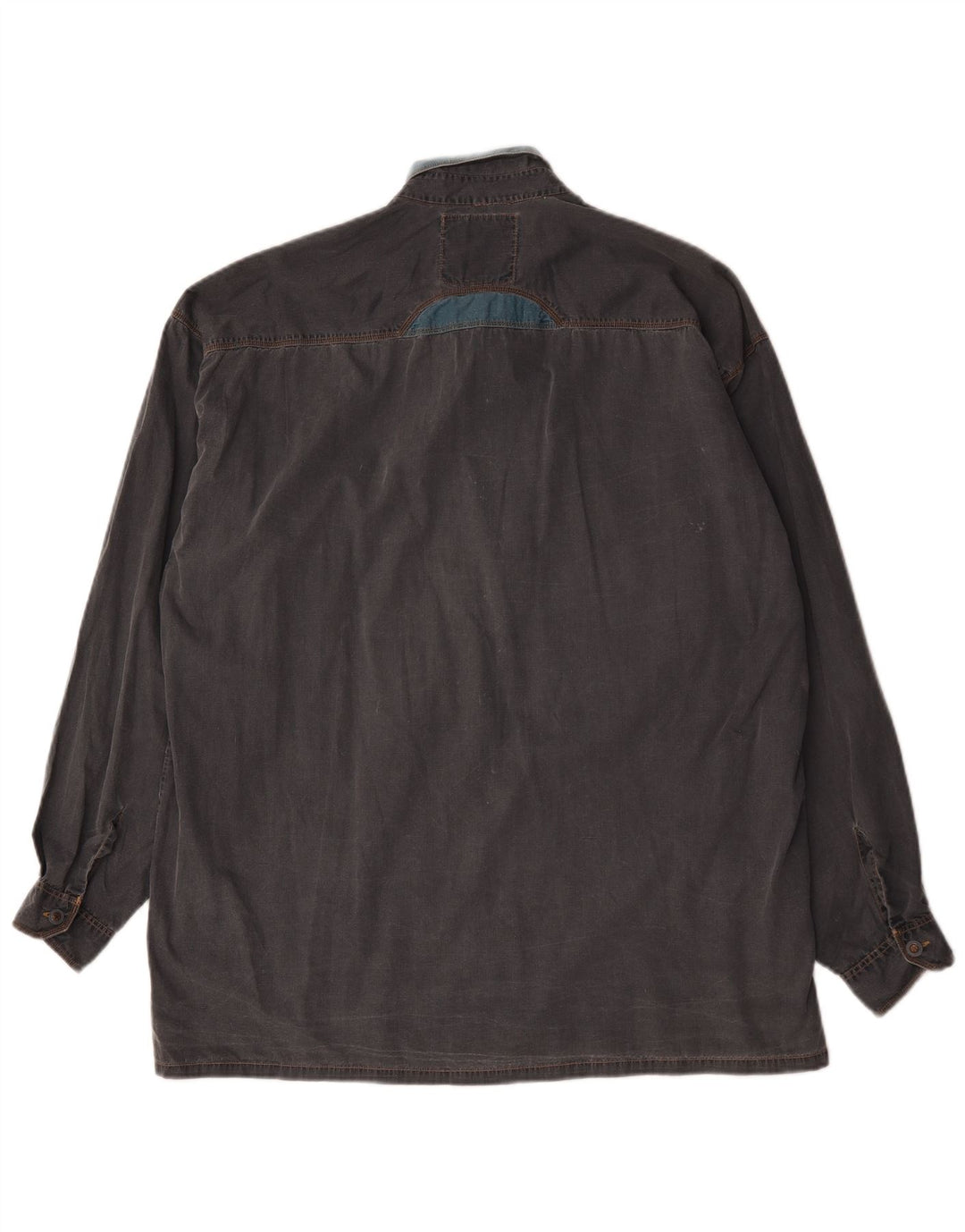 Vintage Herren Jeanshemd XL Grau Colourblock Baumwolle