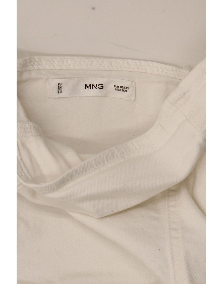 Mango Damen Korsett Top UK 4 XS Weiße Baumwolle