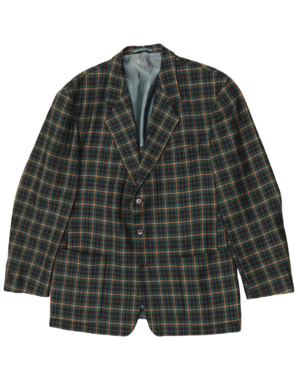Vintage Herren 3-Knopf-Blazerjacke UK 40 Große grün karierte Wolle