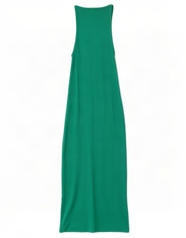 Zara Damen Ärmelloses Maxikleid UK 8 Small Green Cotton