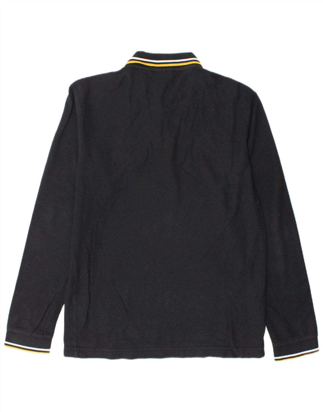 Fila Herren-Langarm-Poloshirt aus mittelschwarzer Baumwolle