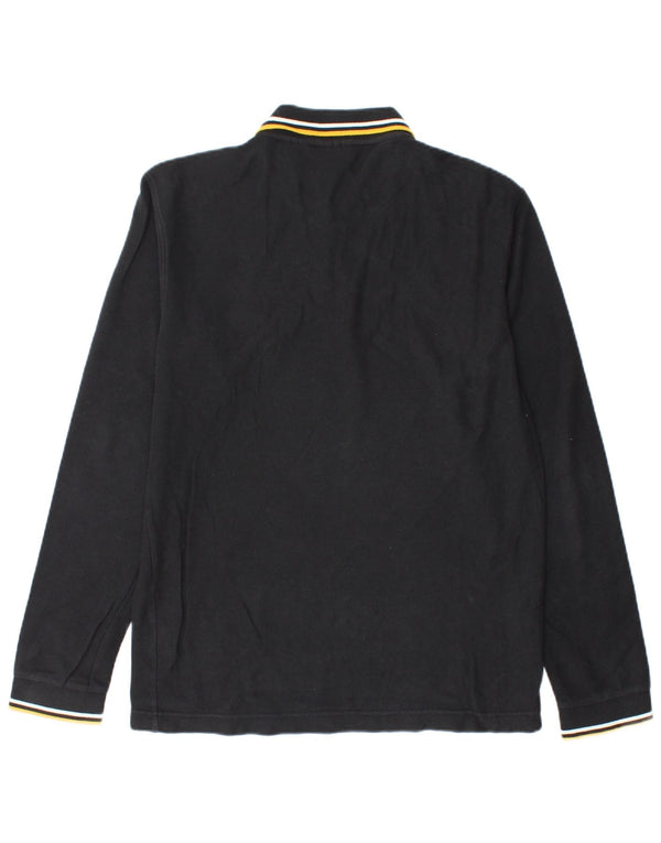 Fila Herren-Langarm-Poloshirt aus mittelschwarzer Baumwolle