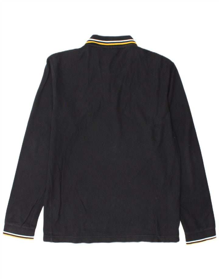 Fila Herren-Langarm-Poloshirt aus mittelschwarzer Baumwolle