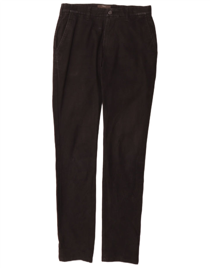 Marks & Spencer Slim Chino-Hose für Herren, W30 L35, schwarze Baumwolle
