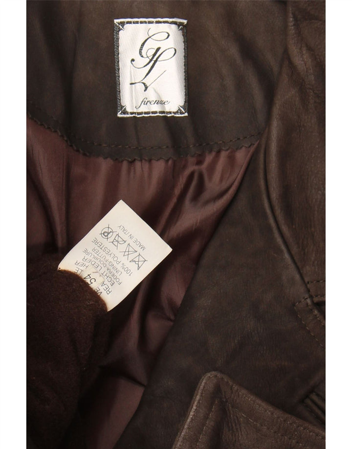 Vintage Herren Zweireihiger Ledermantel IT 54 2XL Braunes Leder