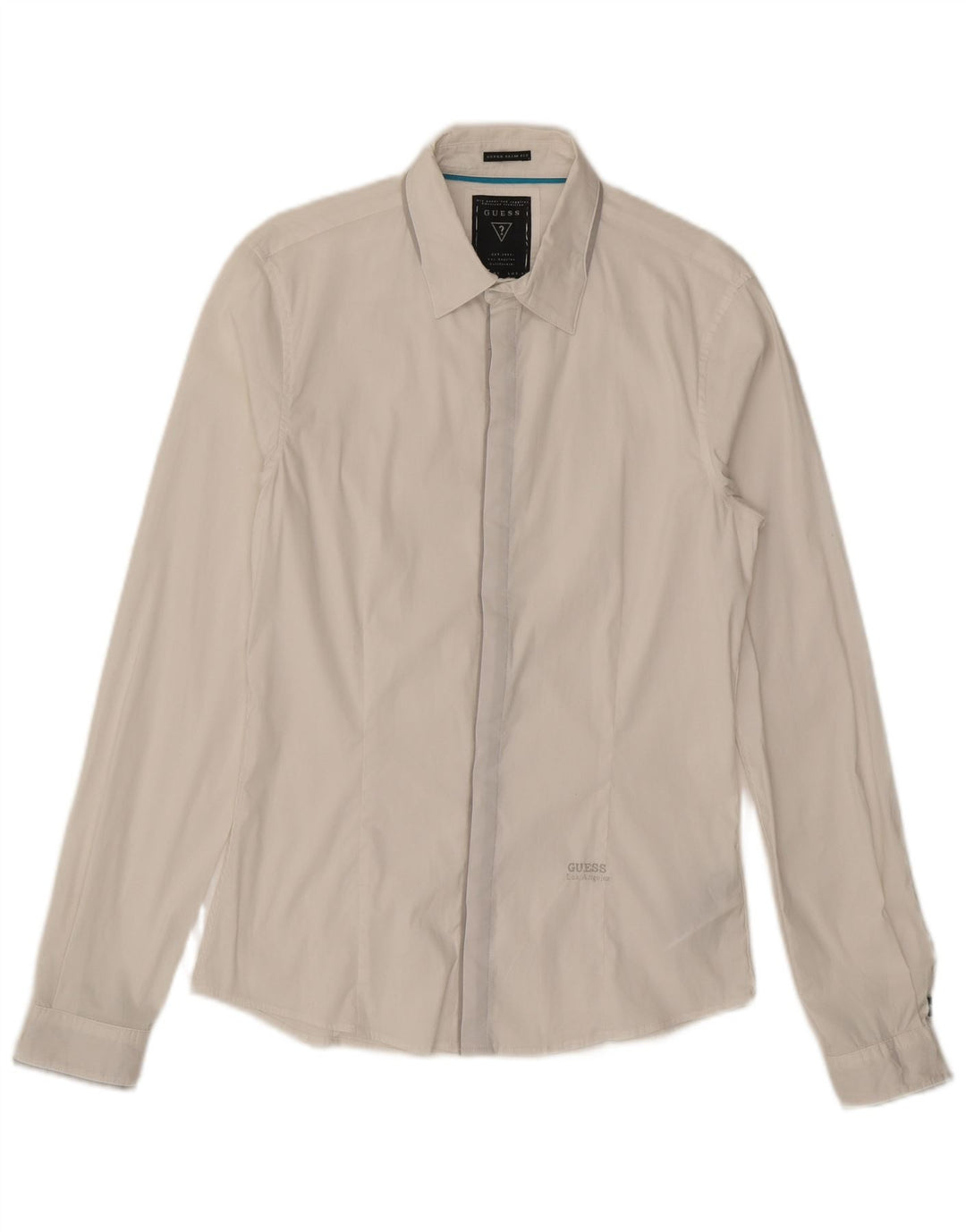 GUESS Herren-Slim-Fit-Hemd, Größe S, weiße Baumwolle