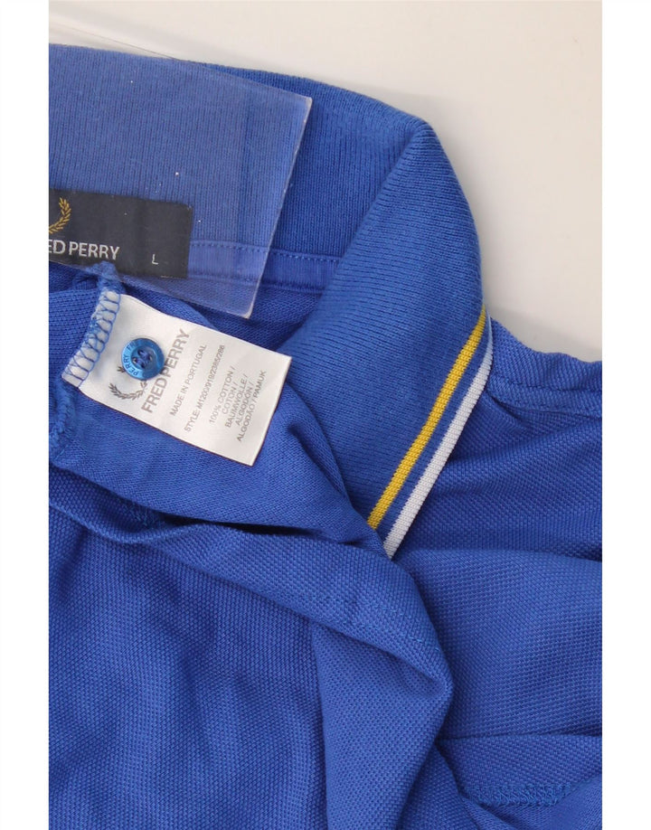 FRED PERRY Jungen-Poloshirt, 15–16 Jahre, groß, blaue Baumwolle