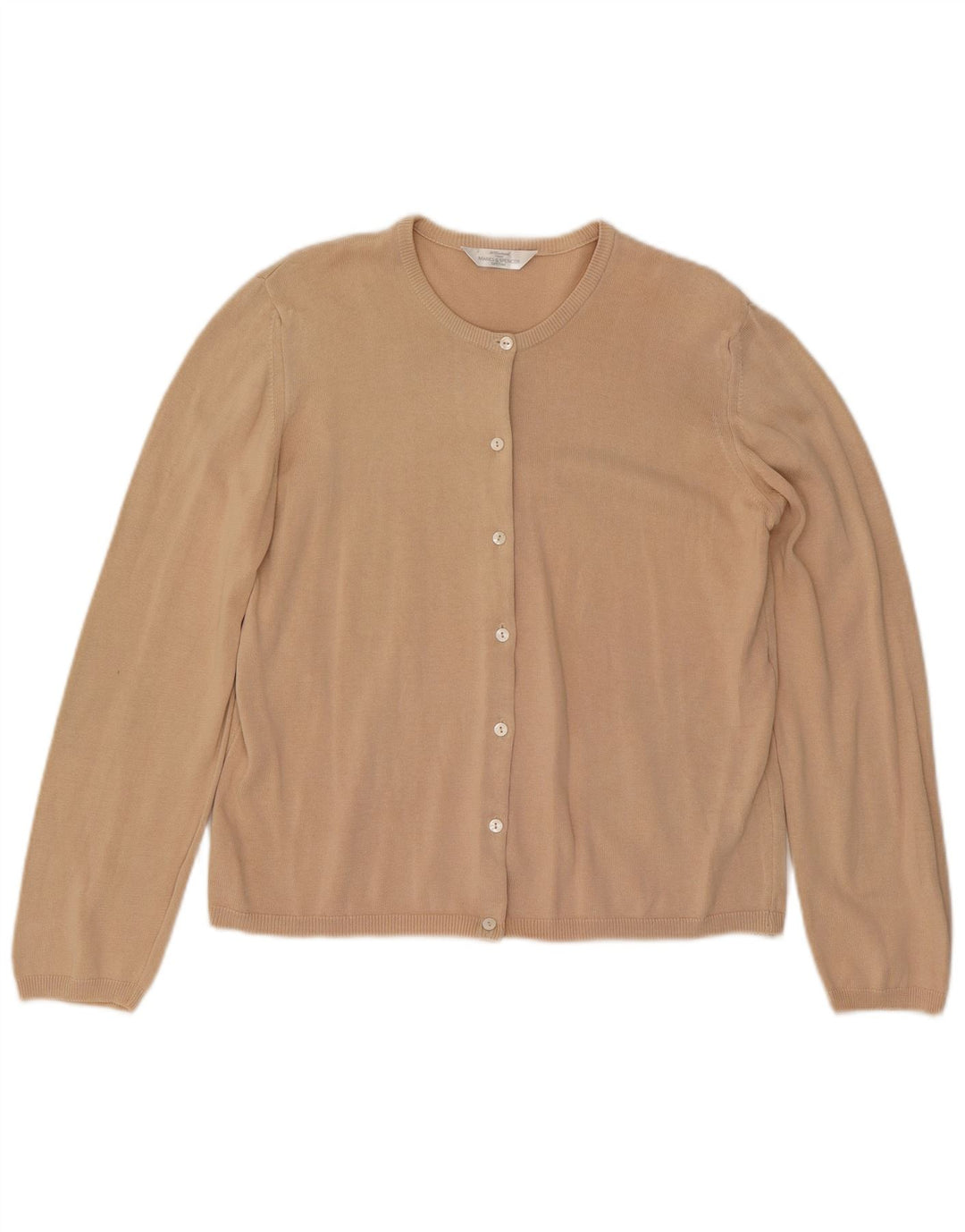Marks & Spencer Damen-Cardigan-Pullover UK 12 Mittelbeige Baumwolle